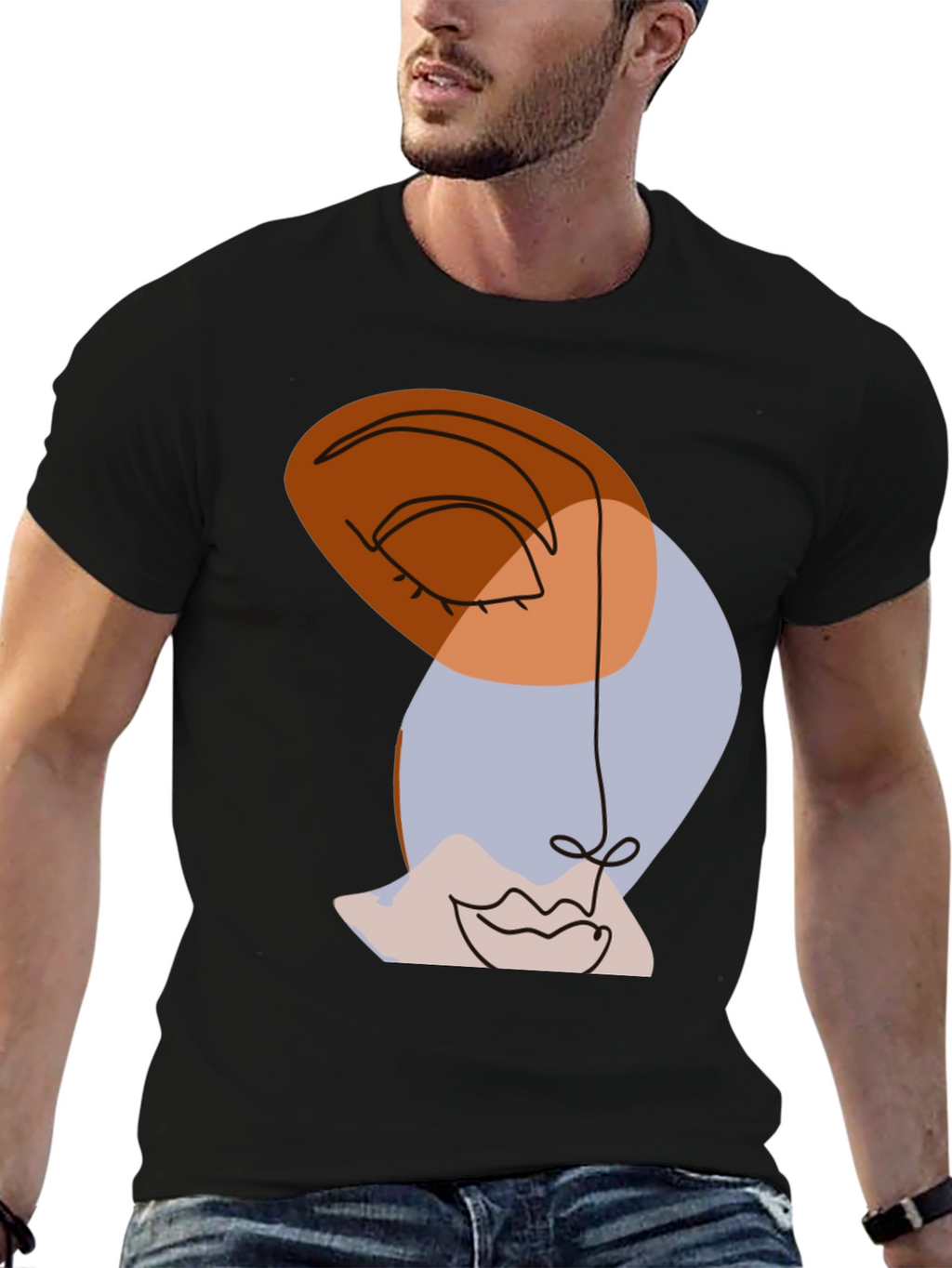 Abstract Face Graphic Tee - Modern Art Shirt
