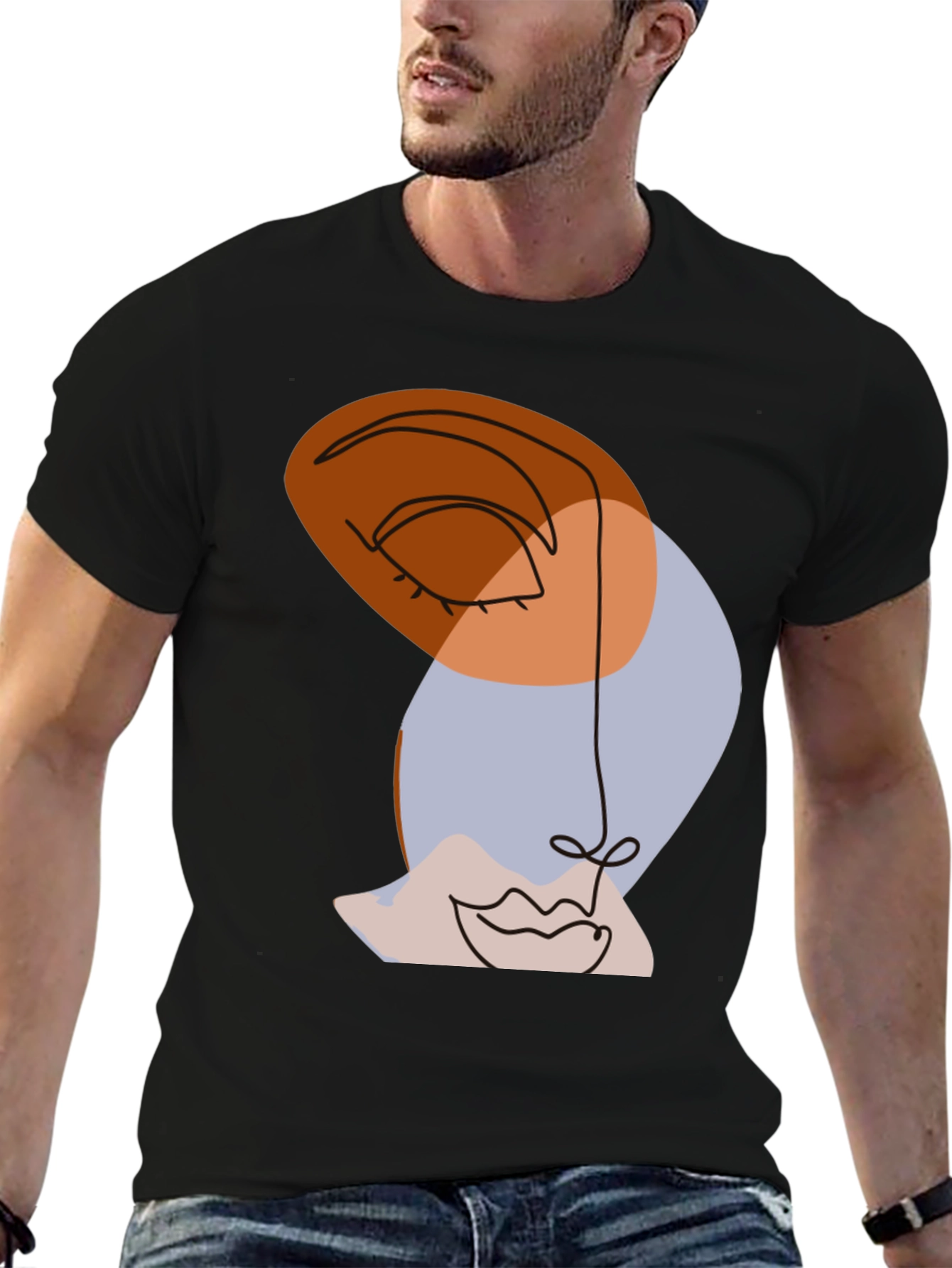 Abstract Face Graphic Tee - Modern Art Shirt