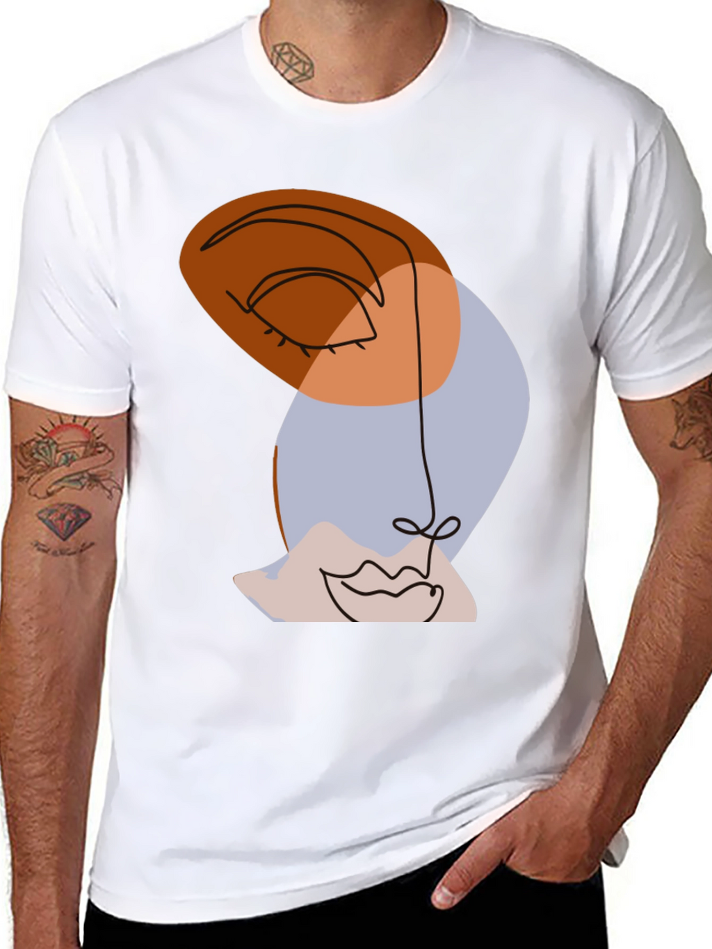 Abstract Face Graphic Tee - Modern Art Shirt
