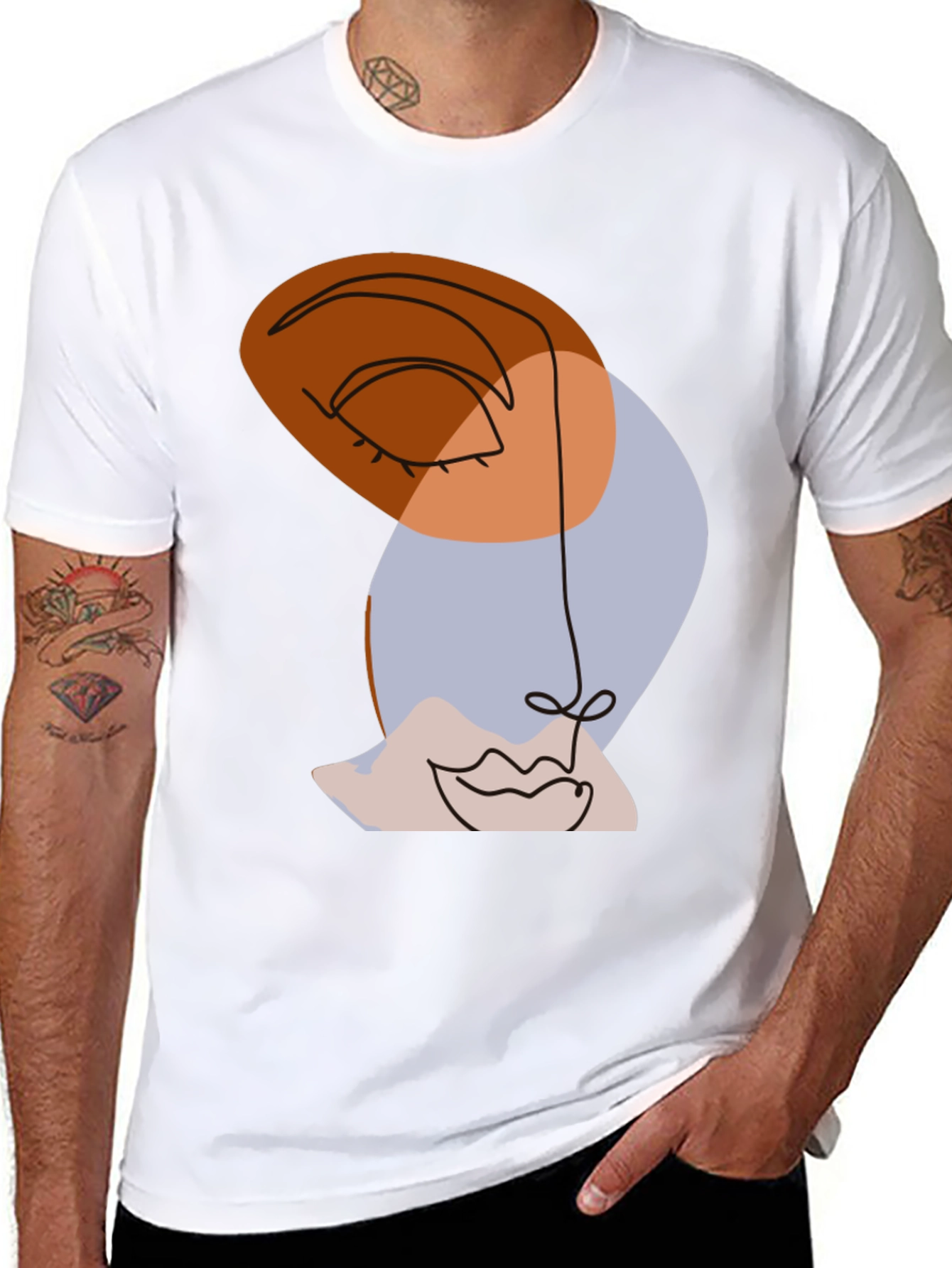Abstract Face Graphic Tee - Modern Art Shirt