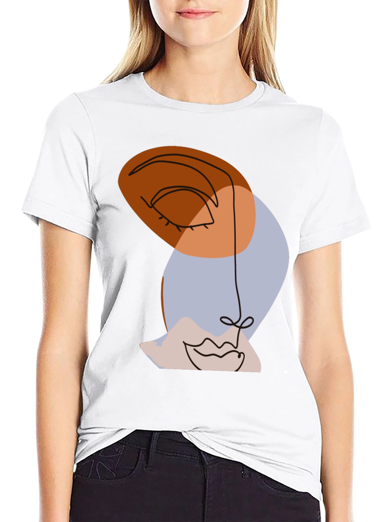 Abstract Face Graphic Tee - Modern Art Shirt