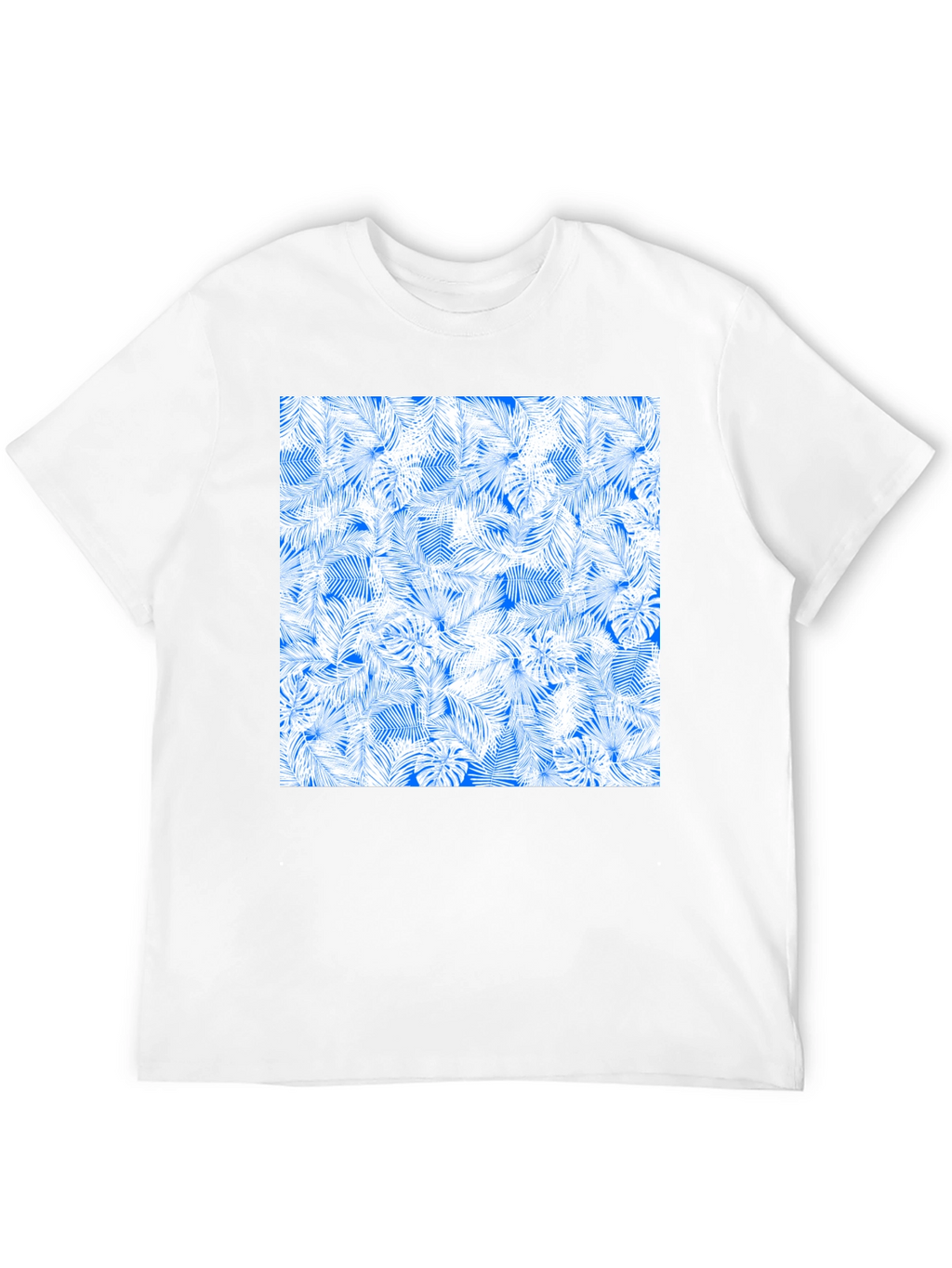 Tropical Leaves Pattern Black T-Shirt