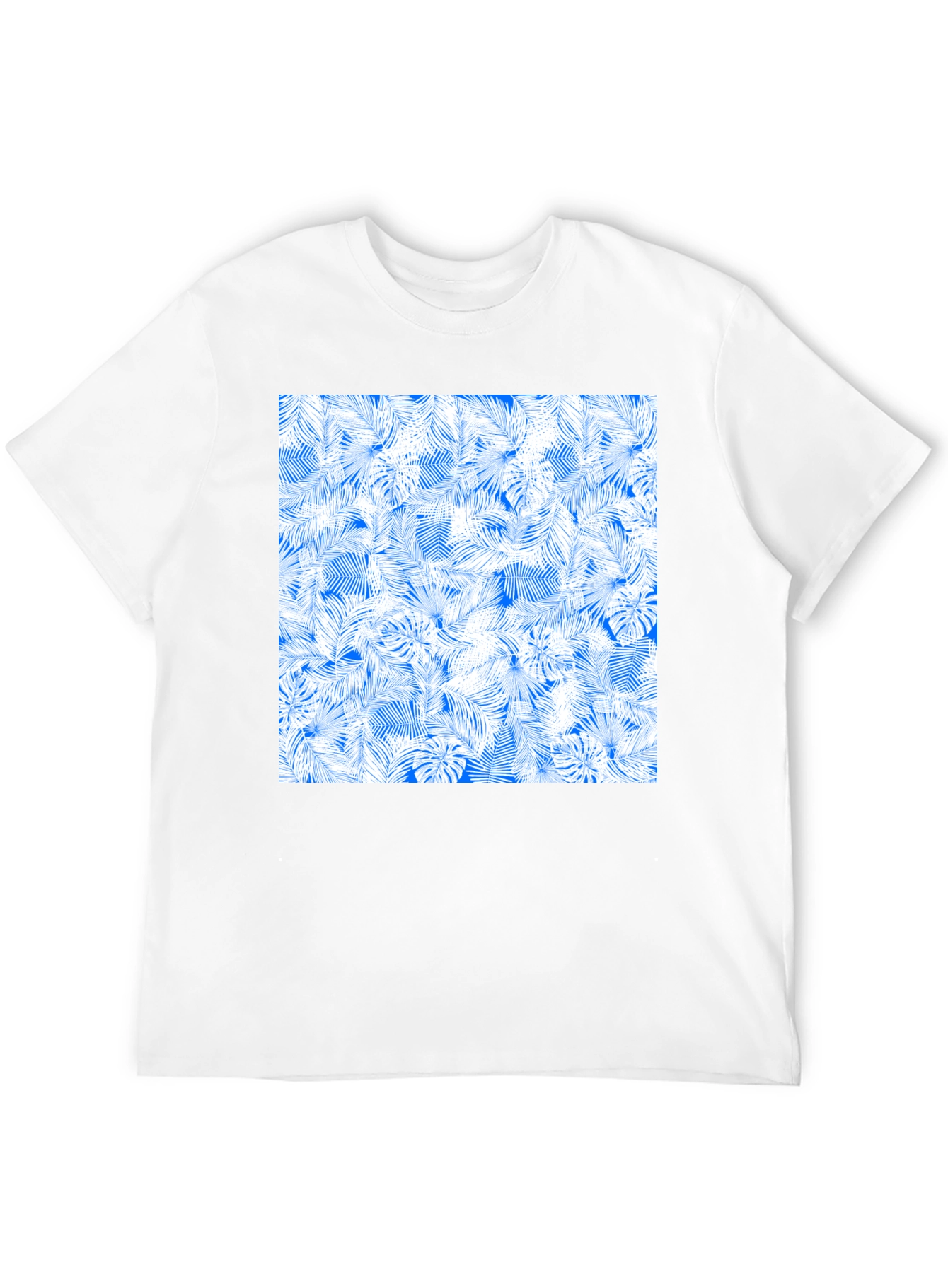 Tropical Leaves Pattern Black T-Shirt