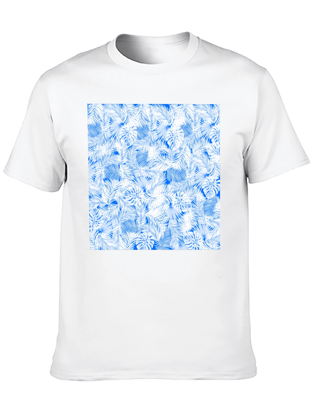 Tropical Leaves Pattern Black T-Shirt