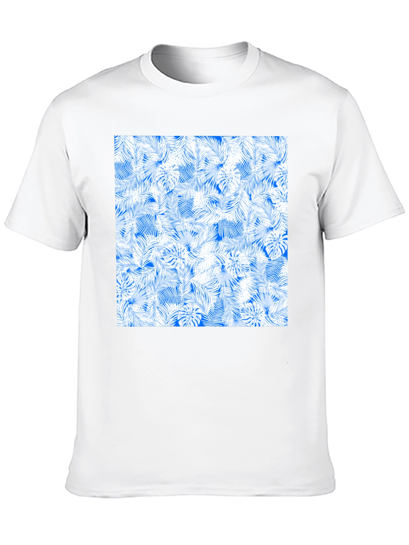 Tropical Leaves Pattern Black T-Shirt