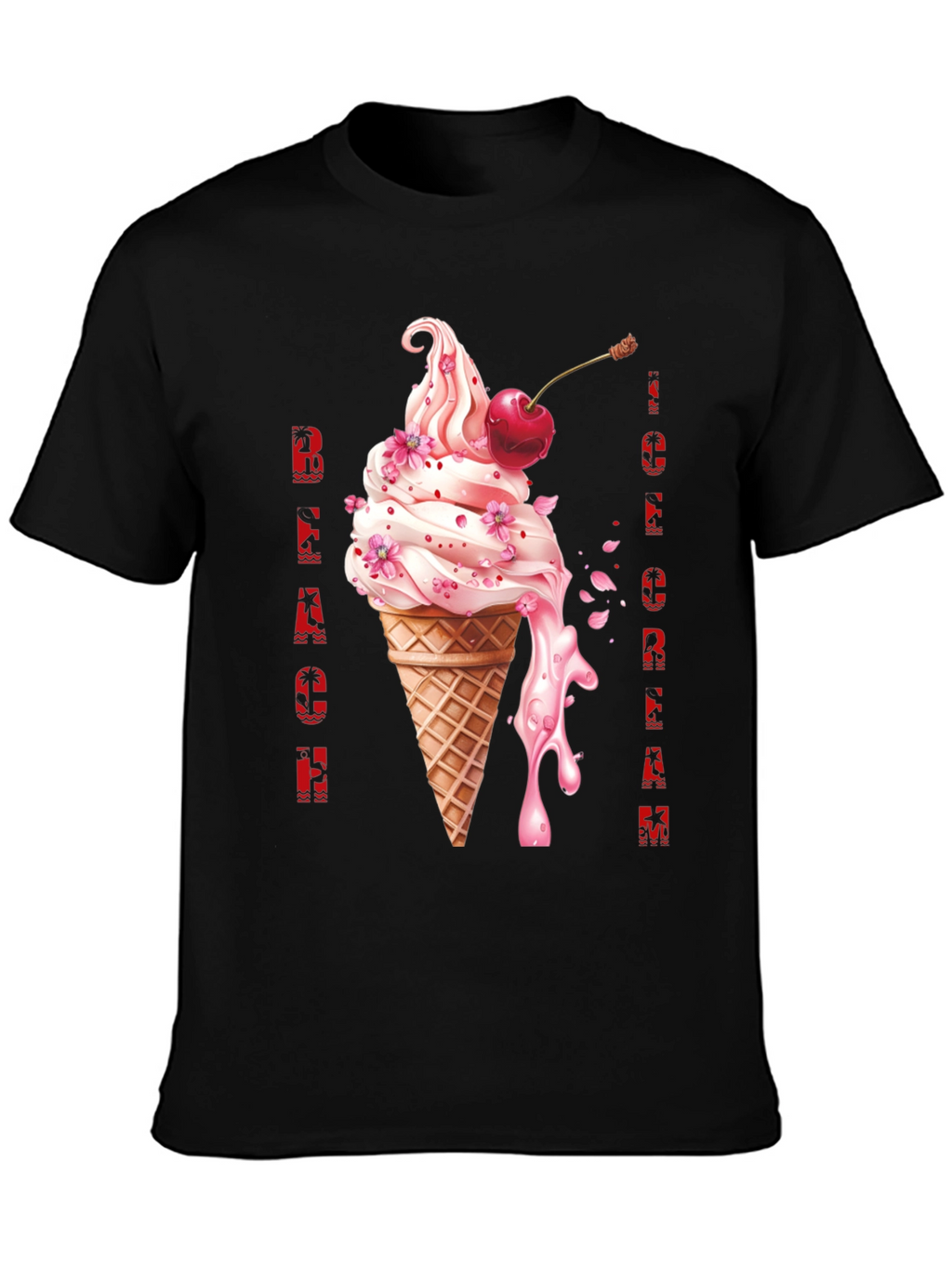 Beach Ice Cream Black T-Shirt