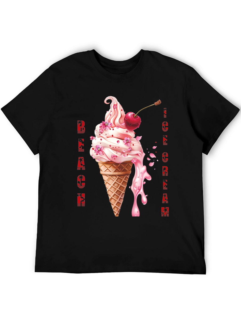 Beach Ice Cream Black T-Shirt