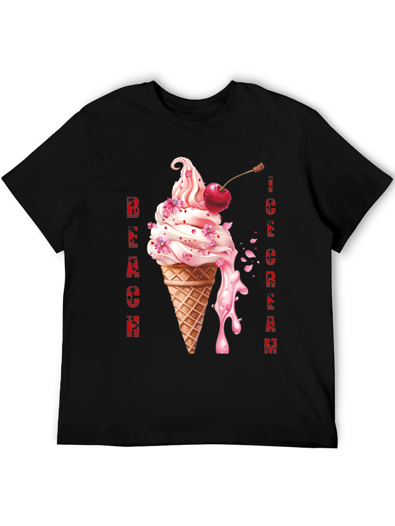 Beach Ice Cream Black T-Shirt