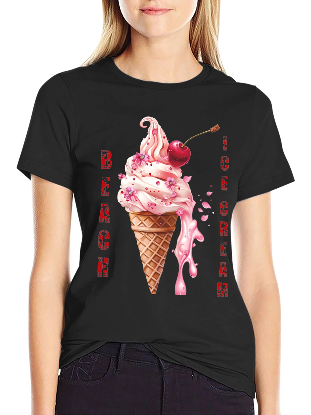 Beach Ice Cream Black T-Shirt