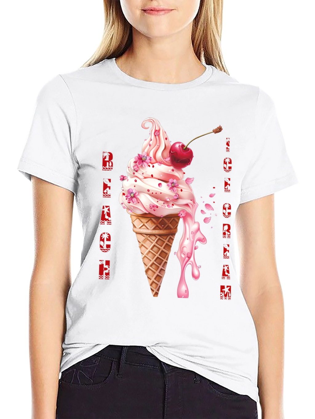 Beach Ice Cream Black T-Shirt
