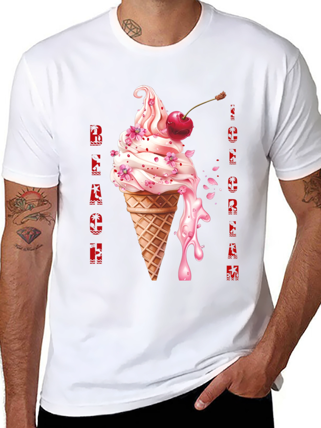 Beach Ice Cream Black T-Shirt
