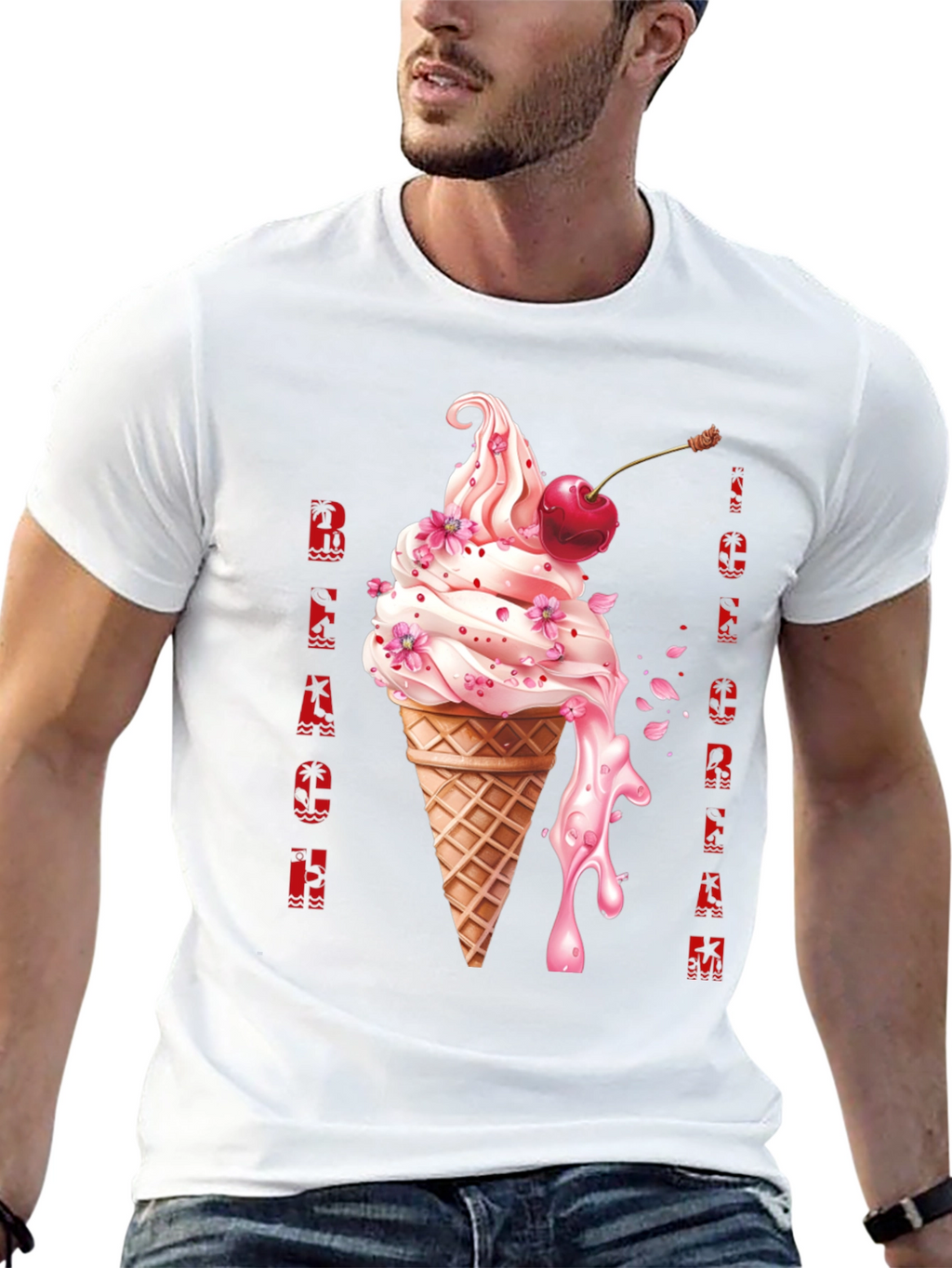 Beach Ice Cream Black T-Shirt
