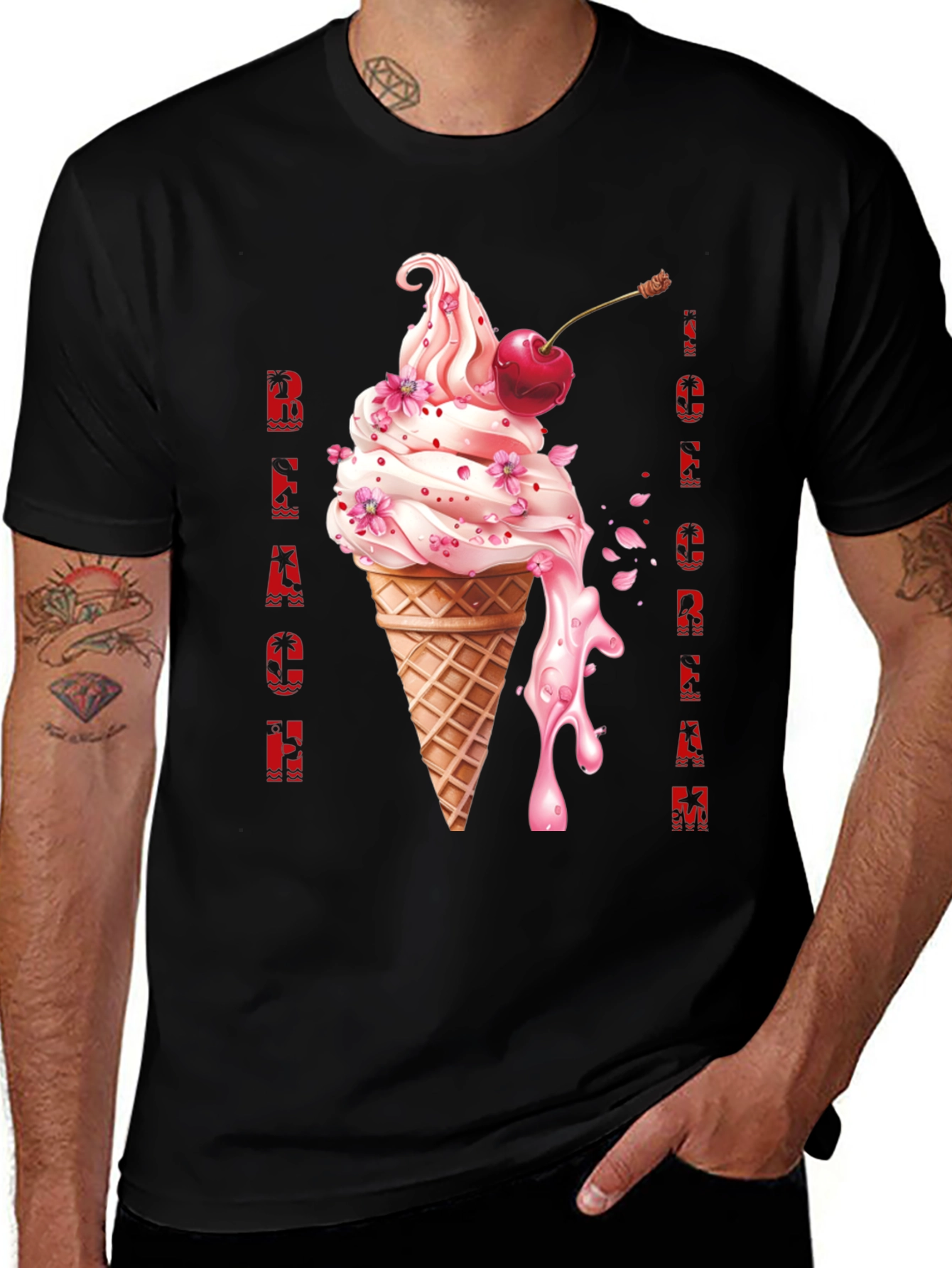 Beach Ice Cream Black T-Shirt