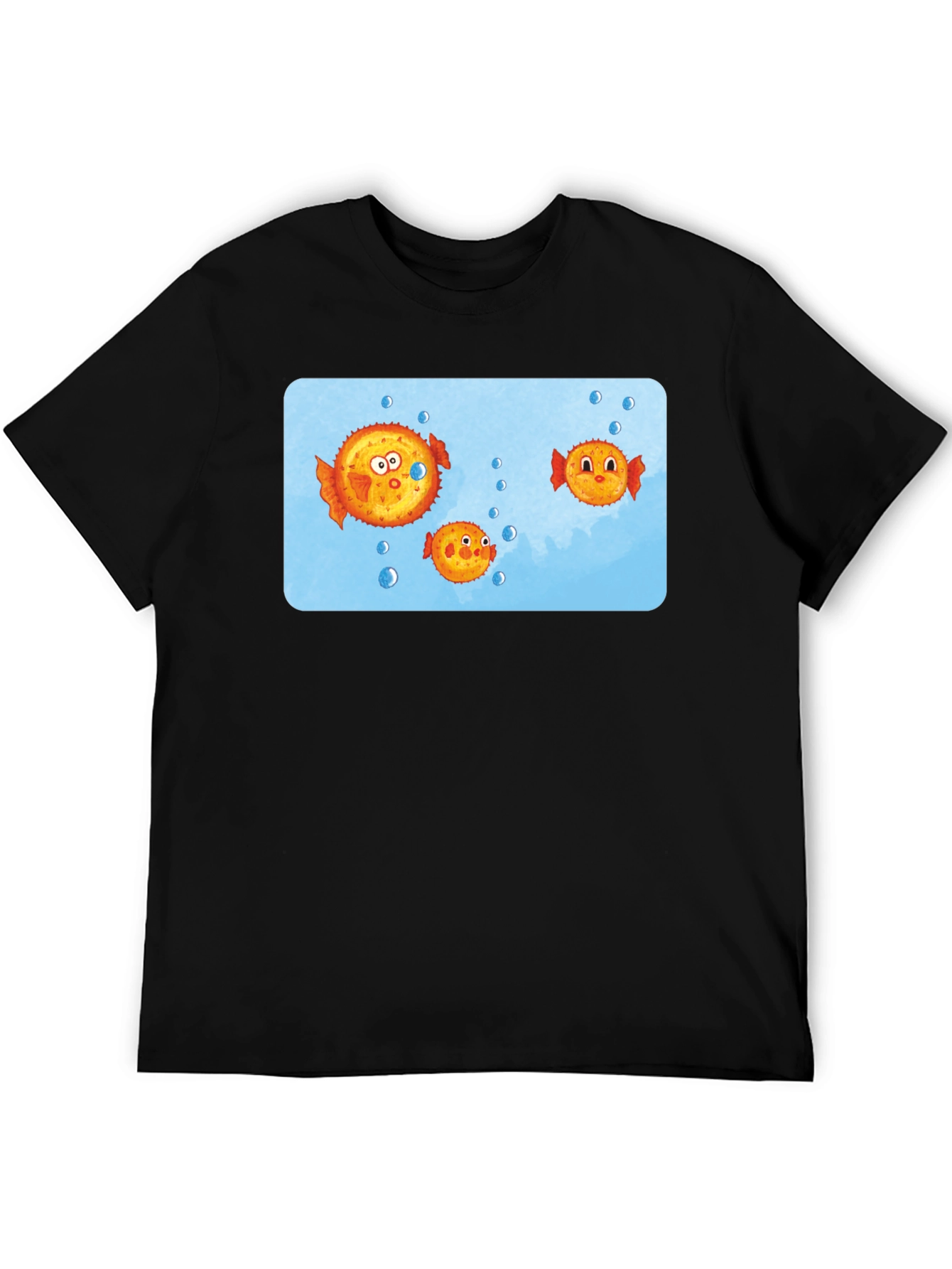 Cartoon Puffer Fish Graphic T-Shirt