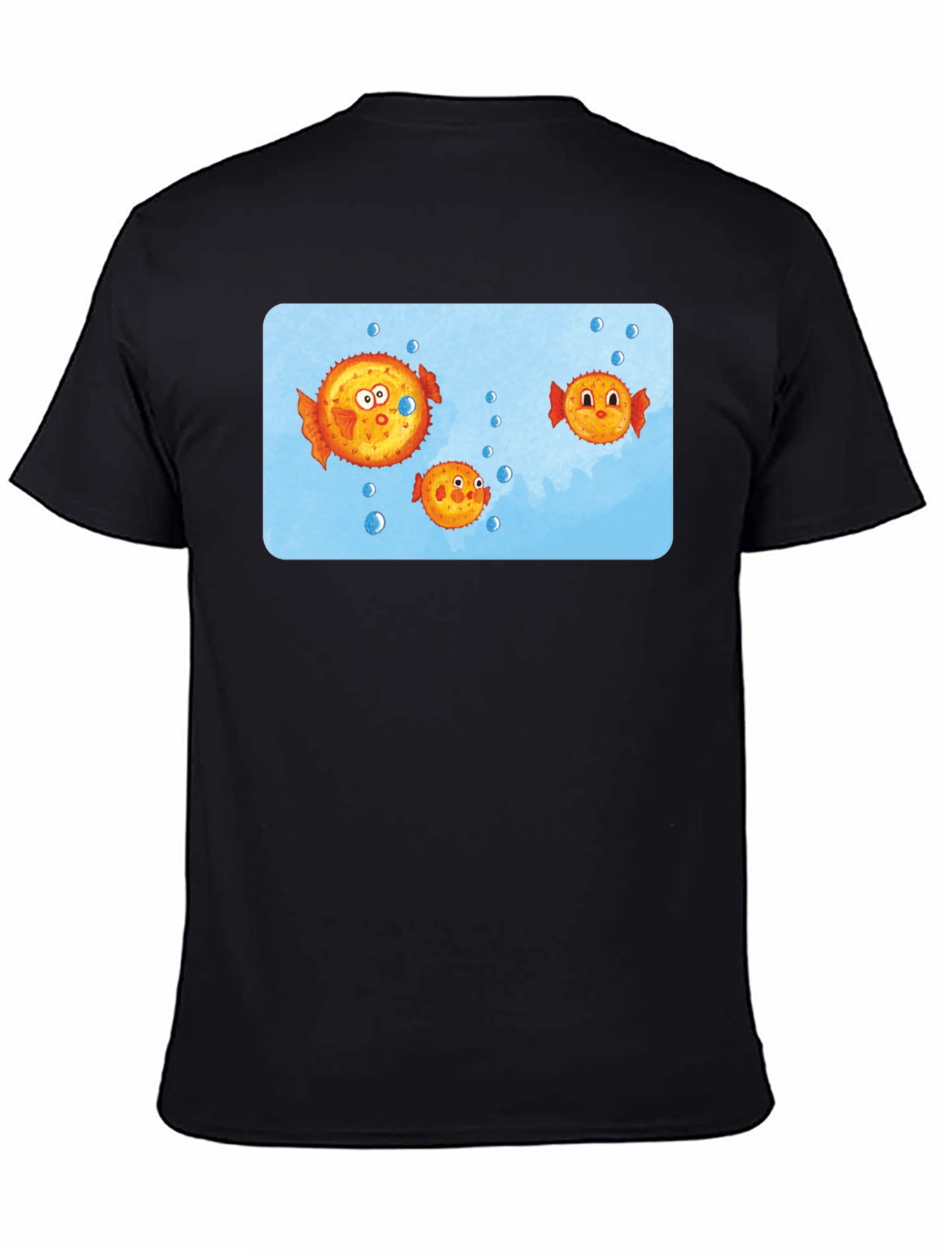 Cartoon Puffer Fish Graphic T-Shirt