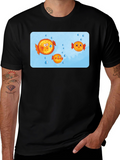 Cartoon Puffer Fish Graphic T-Shirt