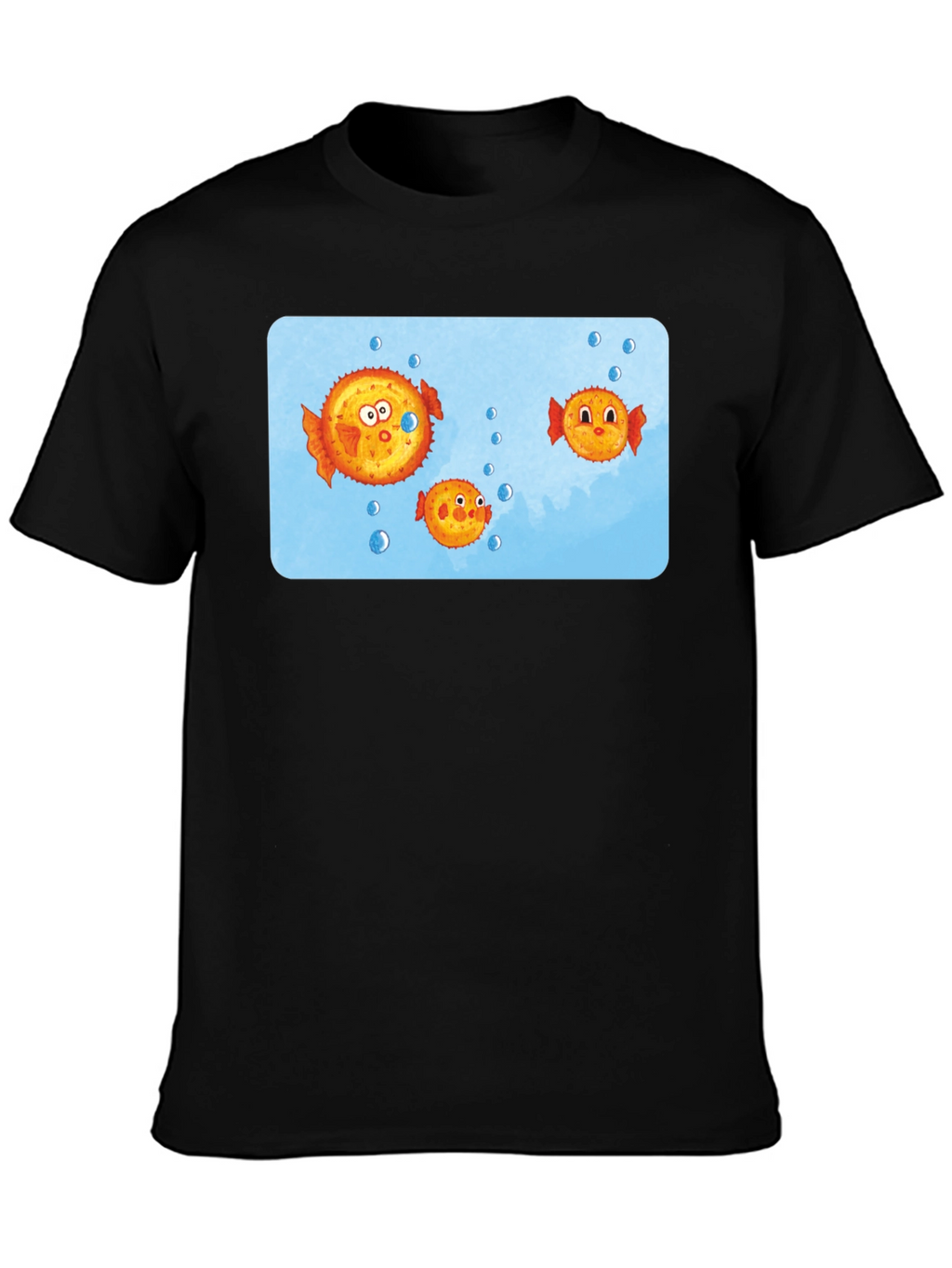 Cartoon Puffer Fish Graphic T-Shirt