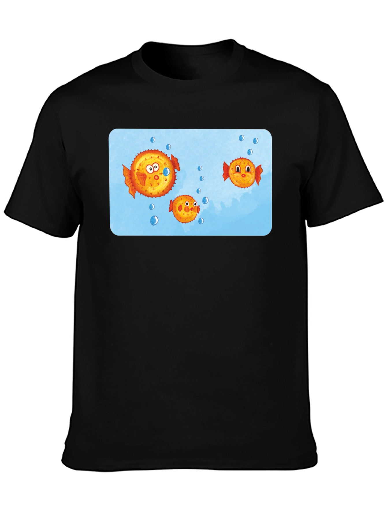 Cartoon Puffer Fish Graphic T-Shirt