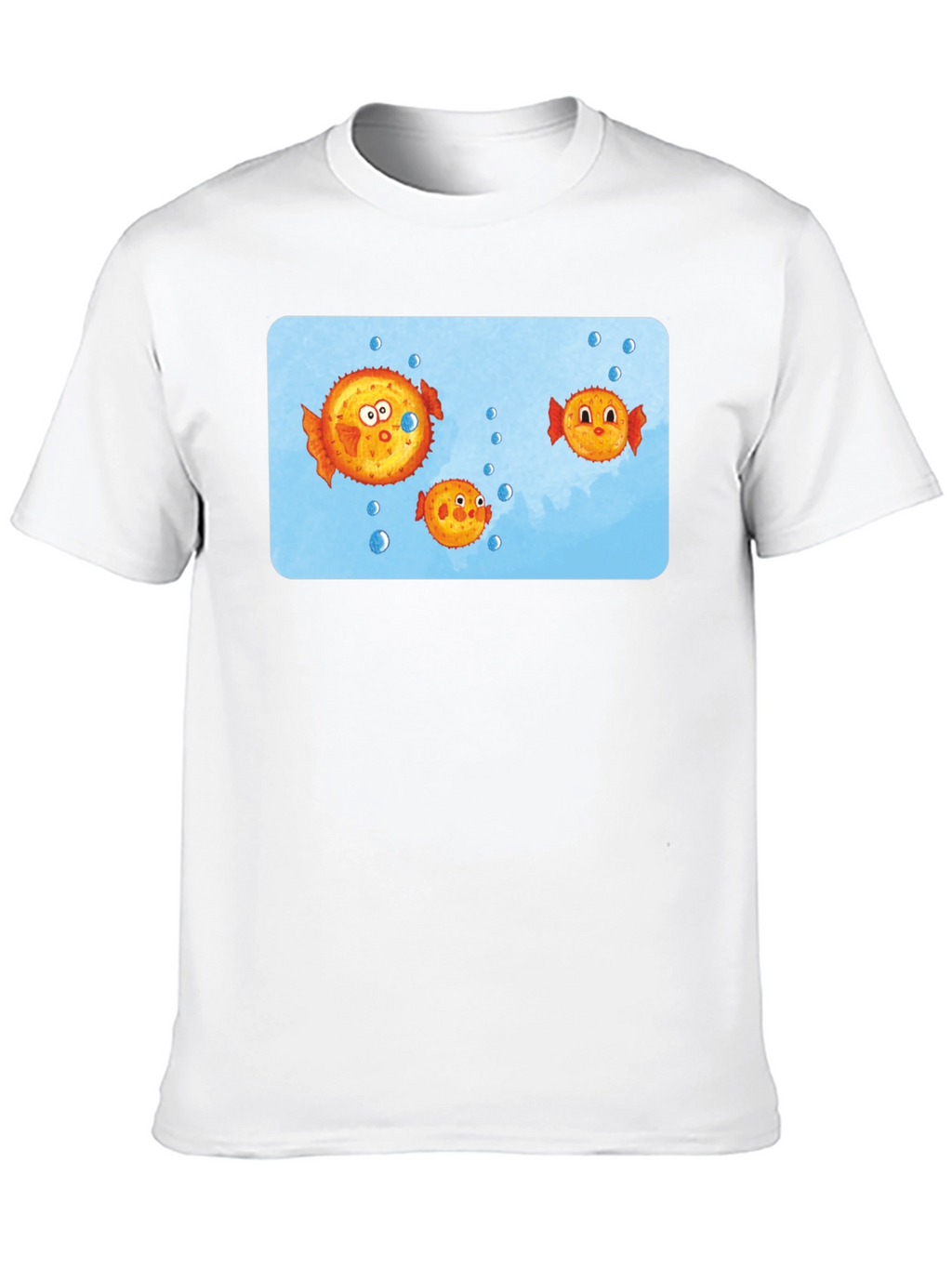 Cartoon Puffer Fish Graphic T-Shirt