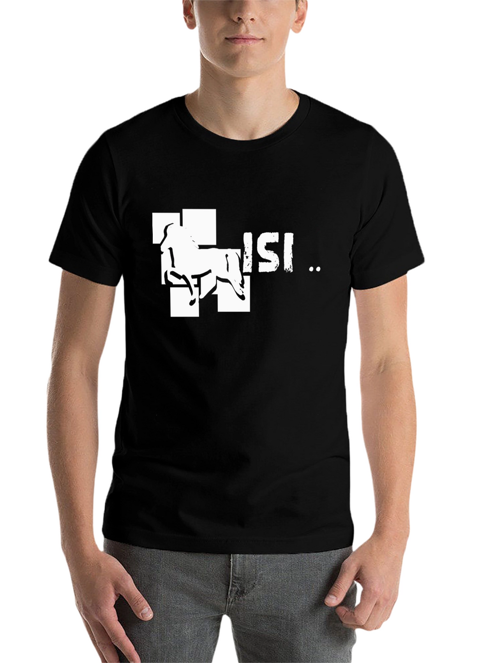Horse Design Tee - Black Cotton Graphic T-Shirt