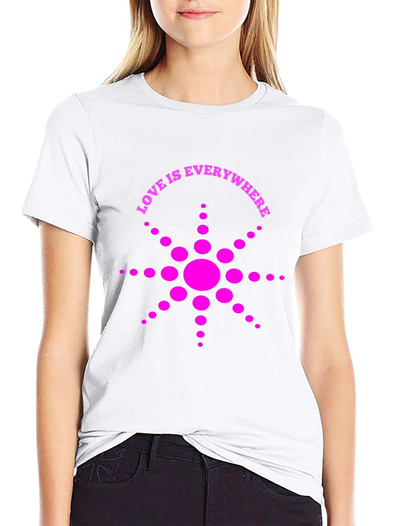 Love Is Everywhere T-Shirt - Black with Pink Graphic
