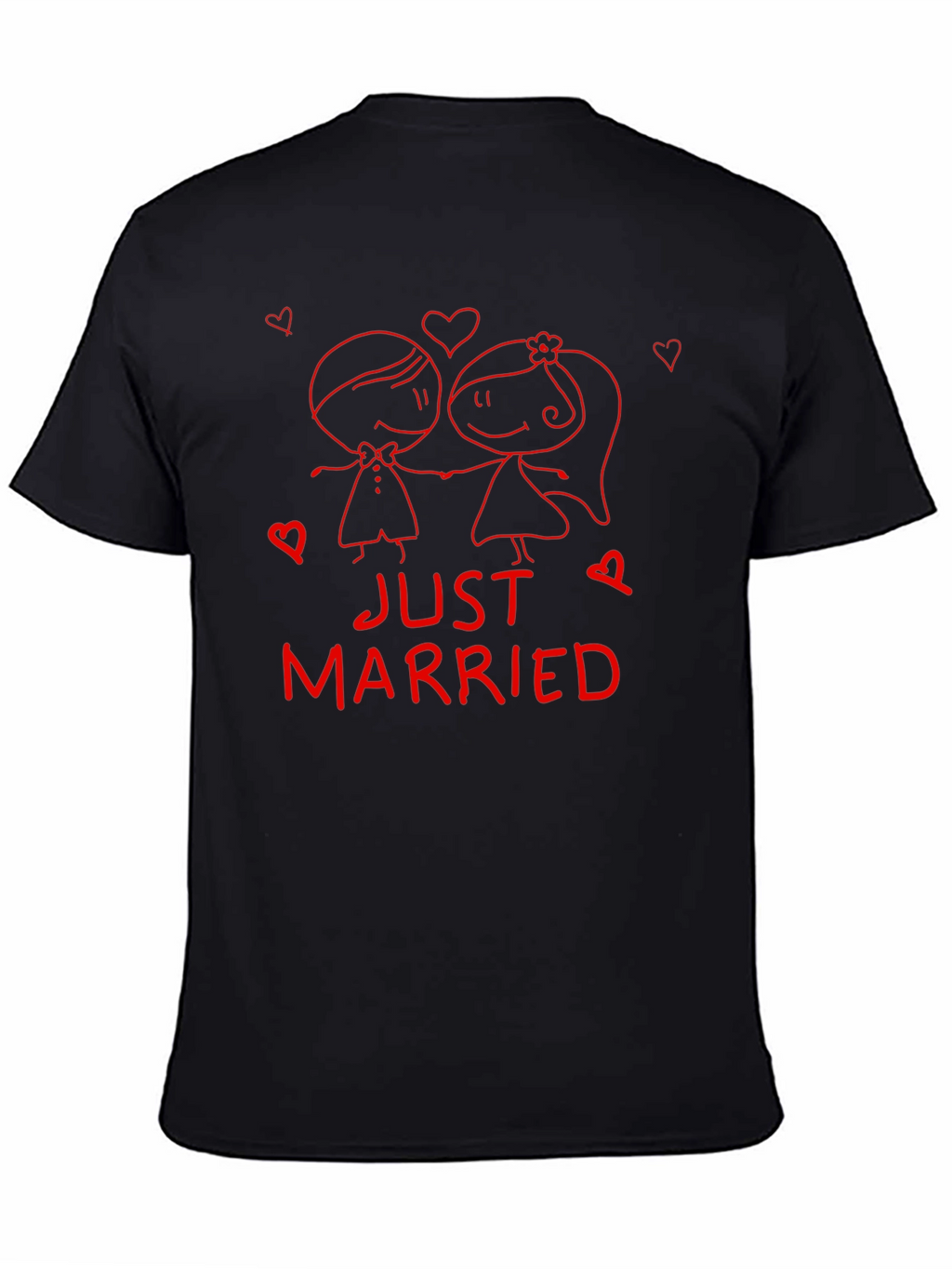 Just Married Couple Graphic Tee - Black