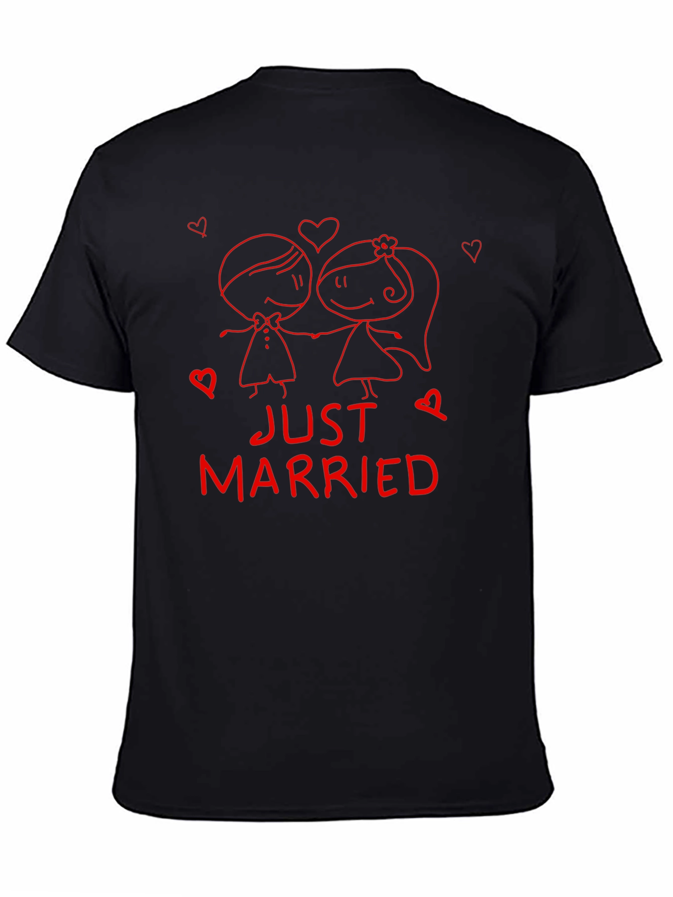 Just Married Couple Graphic Tee - Black