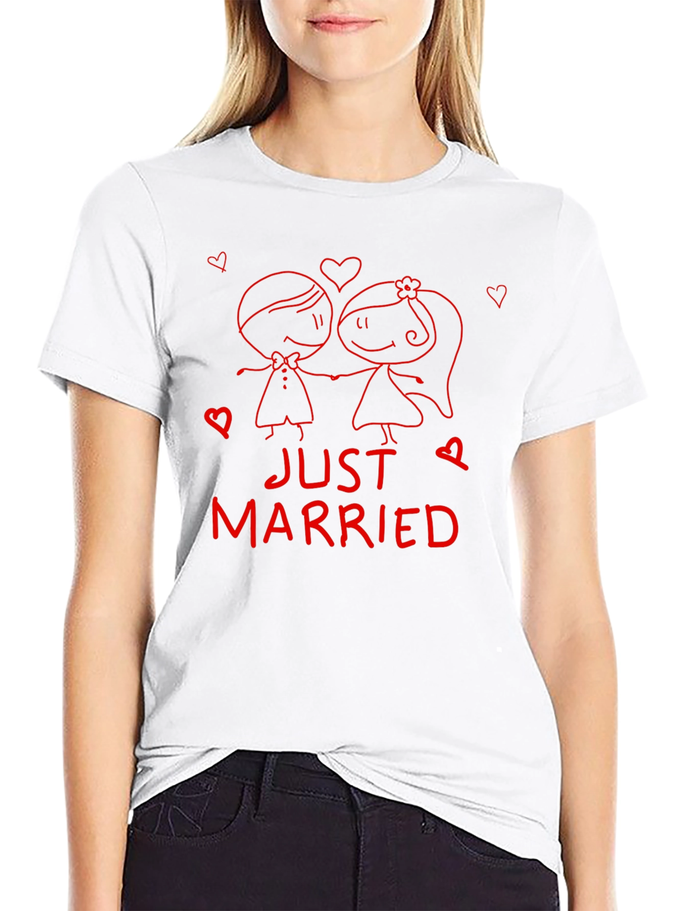 Just Married Couple Graphic Tee - Black