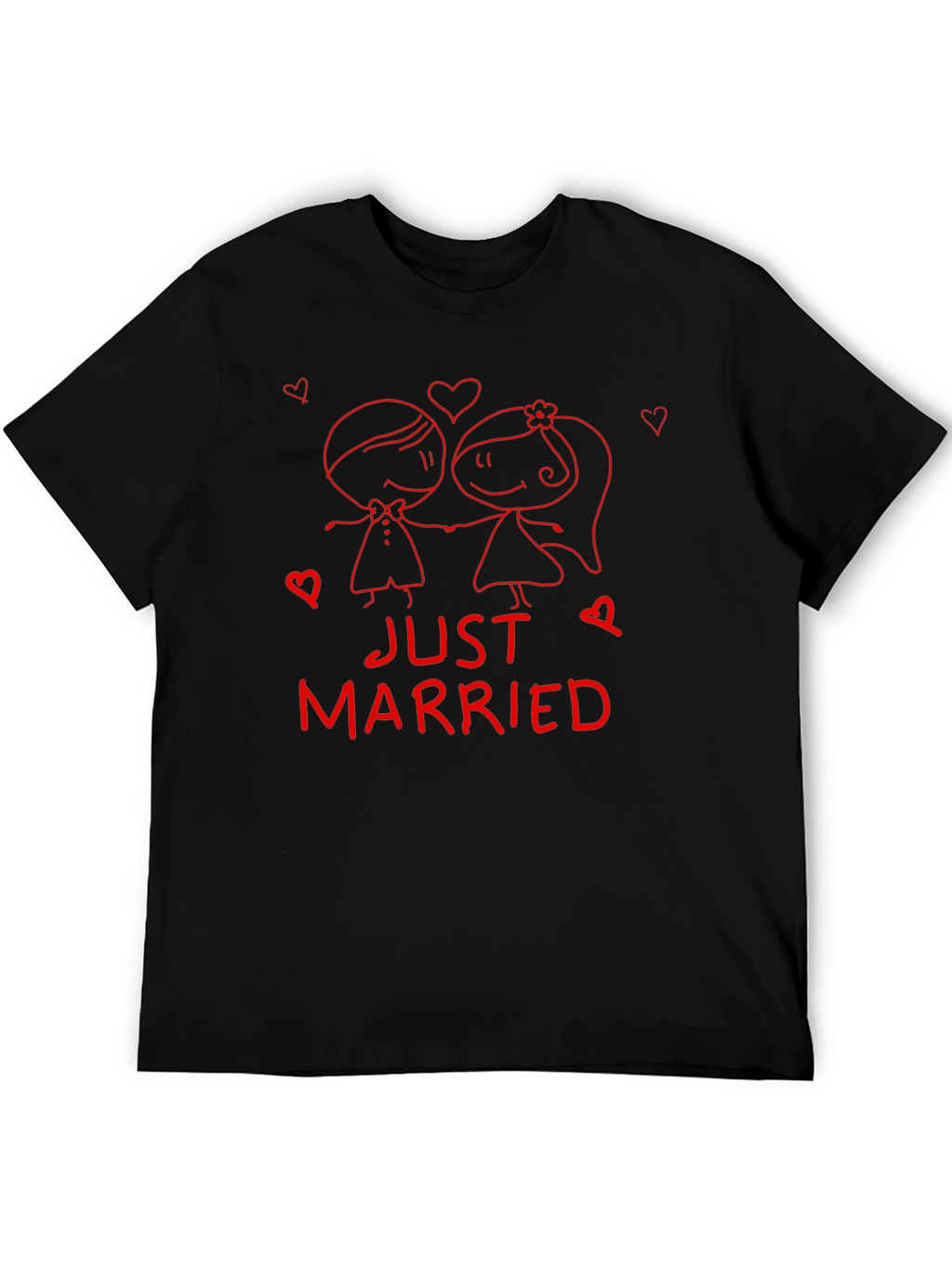 Just Married Couple Graphic Tee - Black