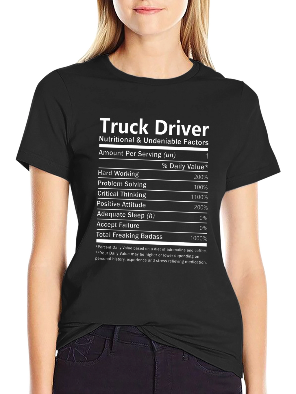 Truck Driver Nutrition Facts Graphic Tee