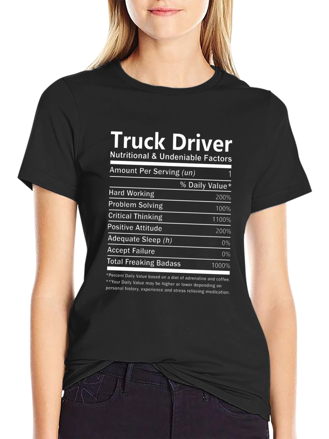 Truck Driver Nutrition Facts Graphic Tee