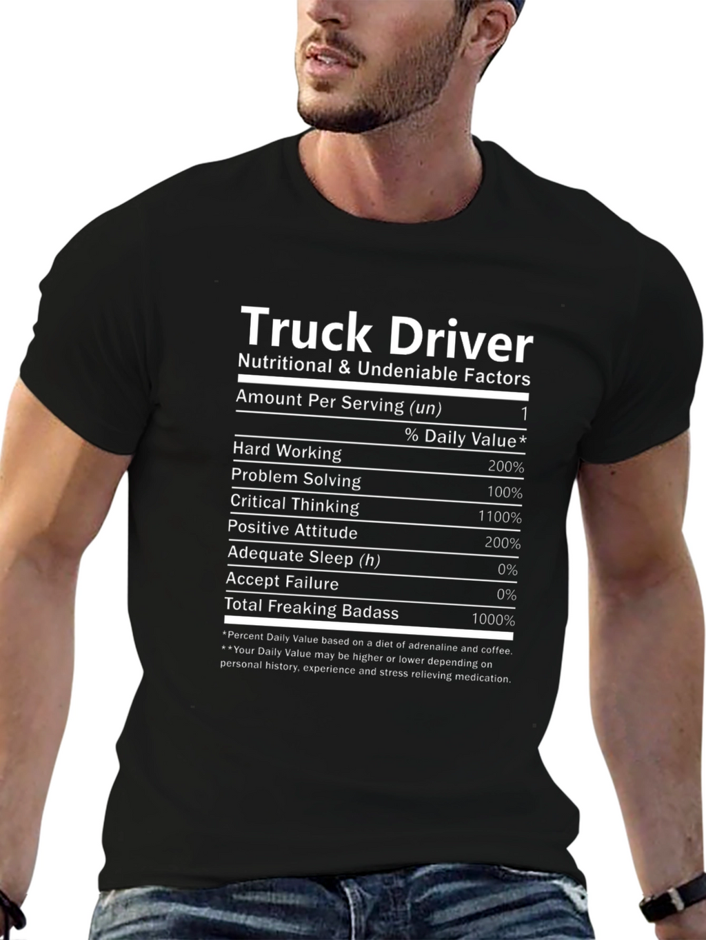 Truck Driver Nutrition Facts Graphic Tee