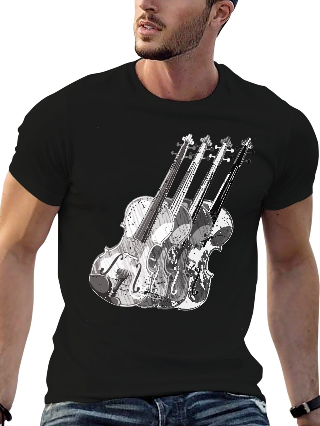 Violin Graphic Tee - Black Music T-Shirt