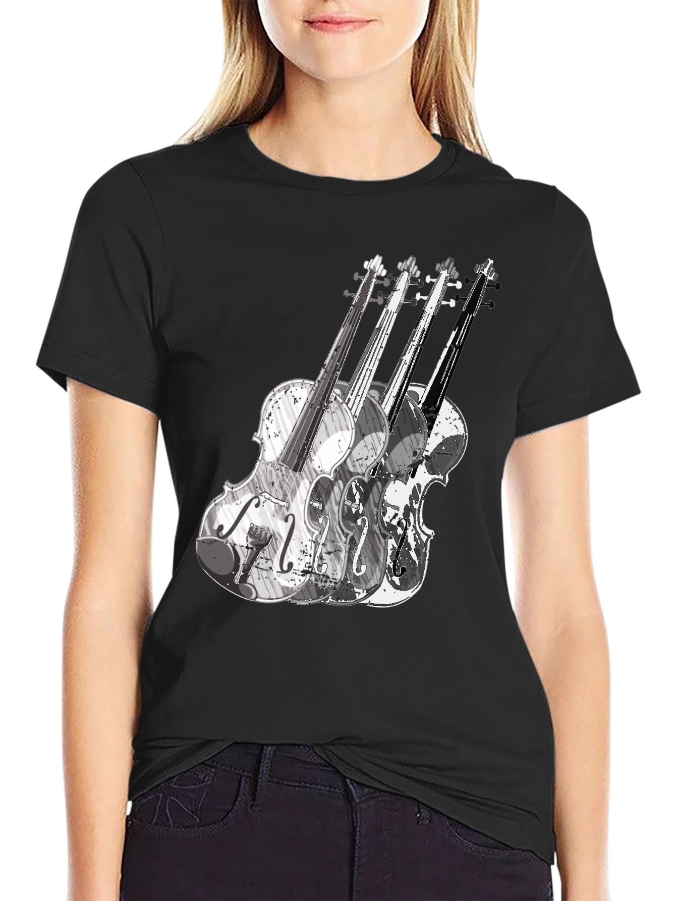 Violin Graphic Tee - Black Music T-Shirt