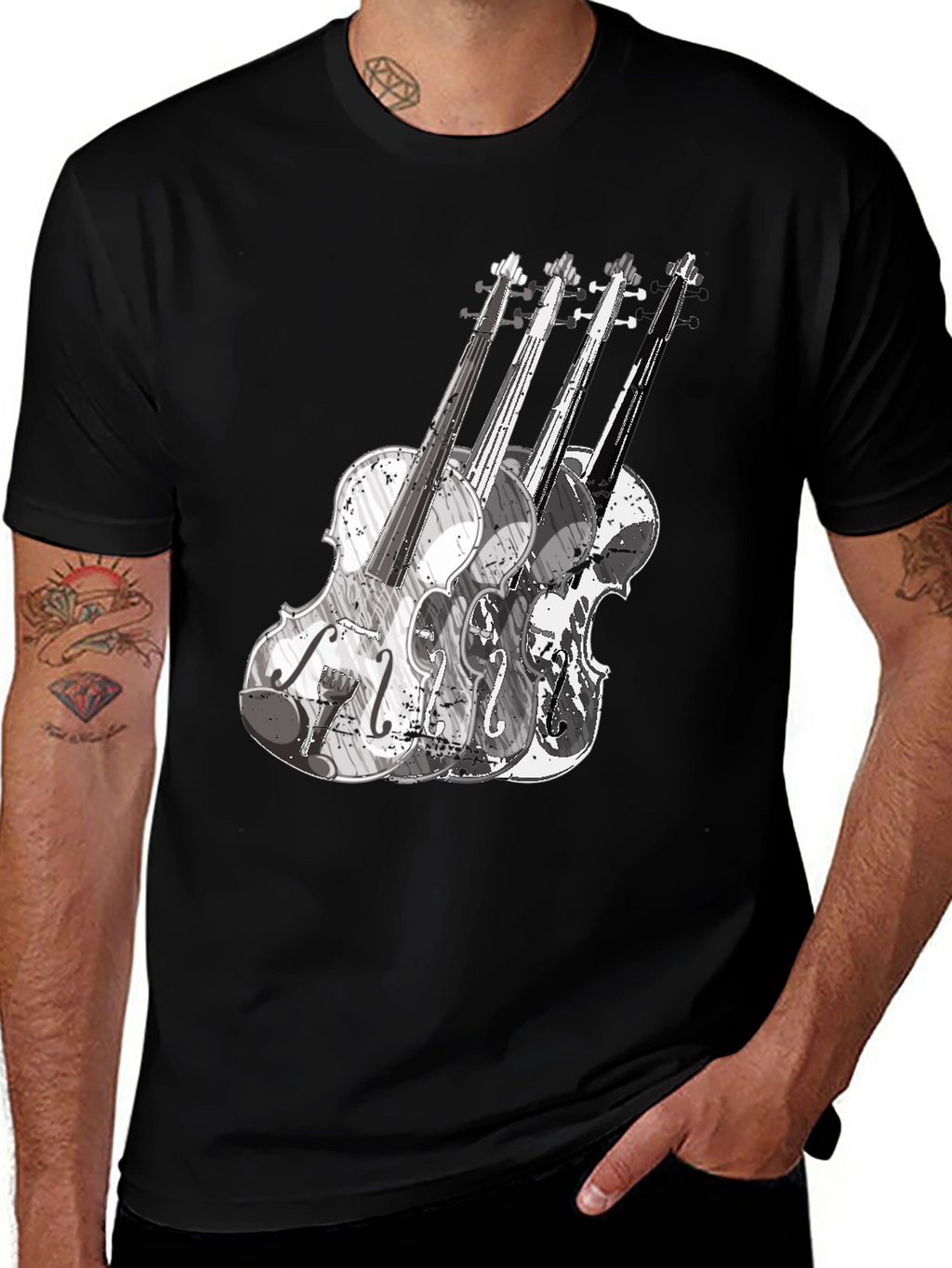 Violin Graphic Tee - Black Music T-Shirt