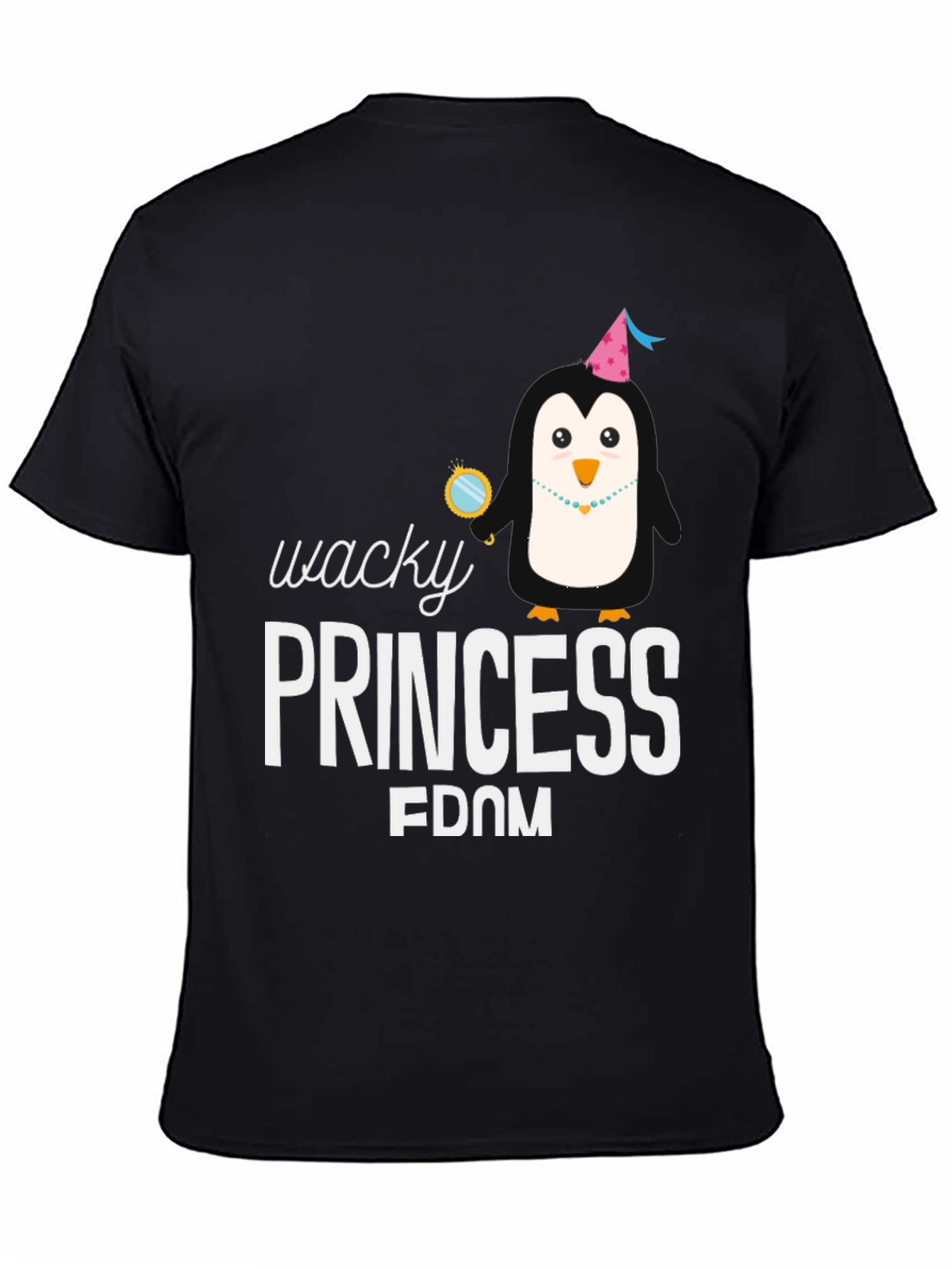 Wacky Princess Penguin T-Shirt - Black