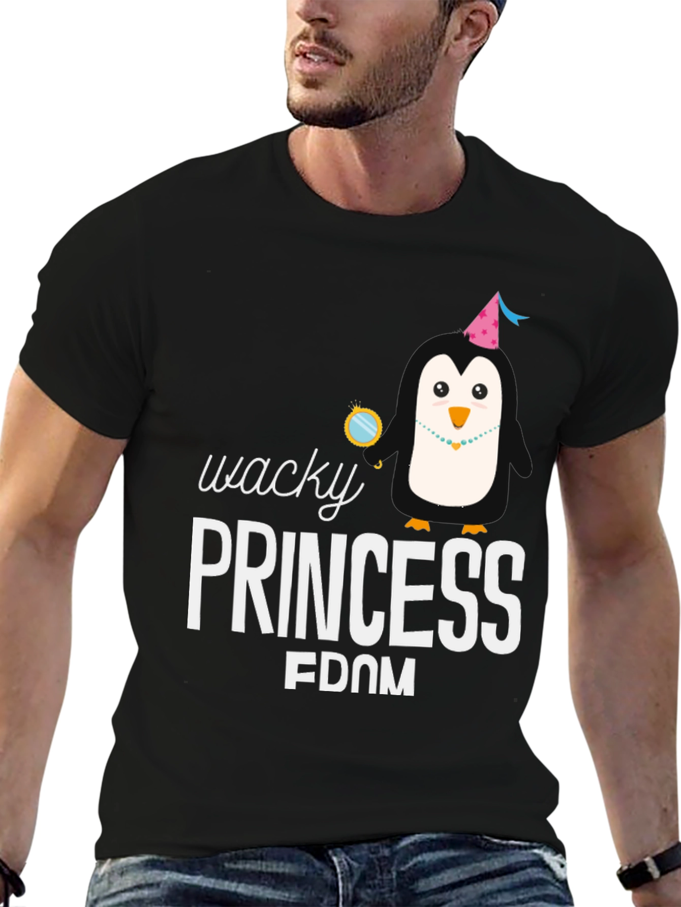 Wacky Princess Penguin T-Shirt - Black