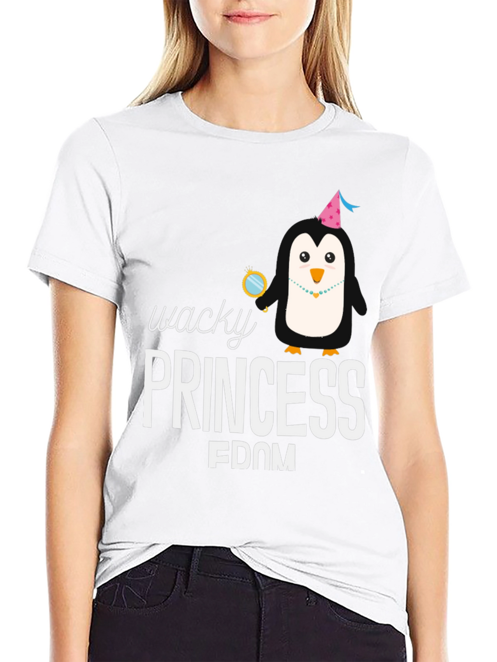 Wacky Princess Penguin T-Shirt - Black
