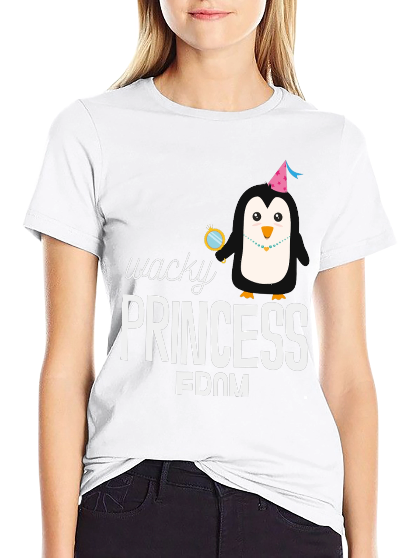 Wacky Princess Penguin T-Shirt - Black