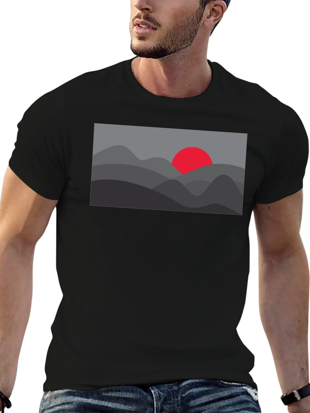 Sunset Mountain Graphic Tee - Black
