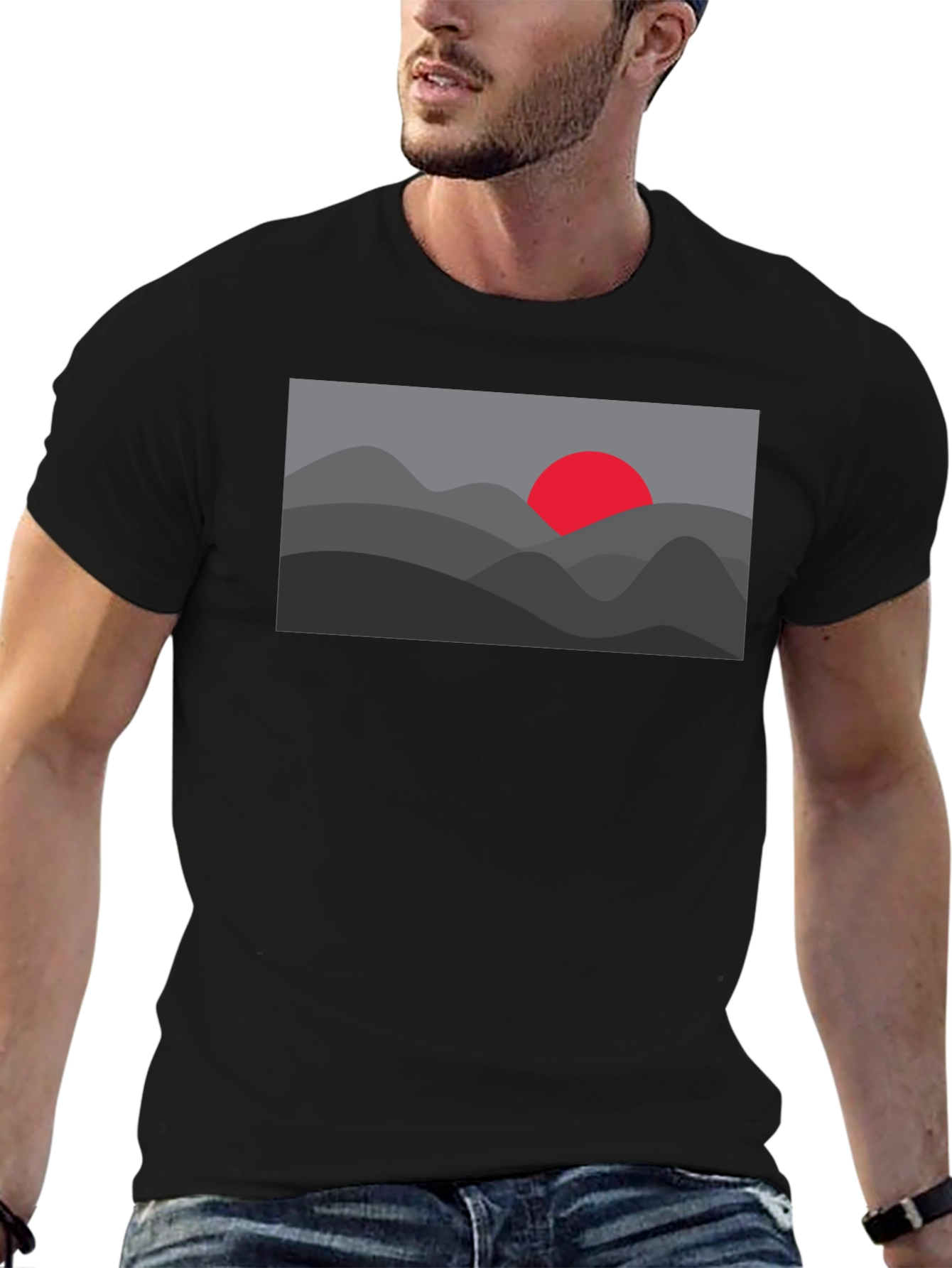 Sunset Mountain Graphic Tee - Black