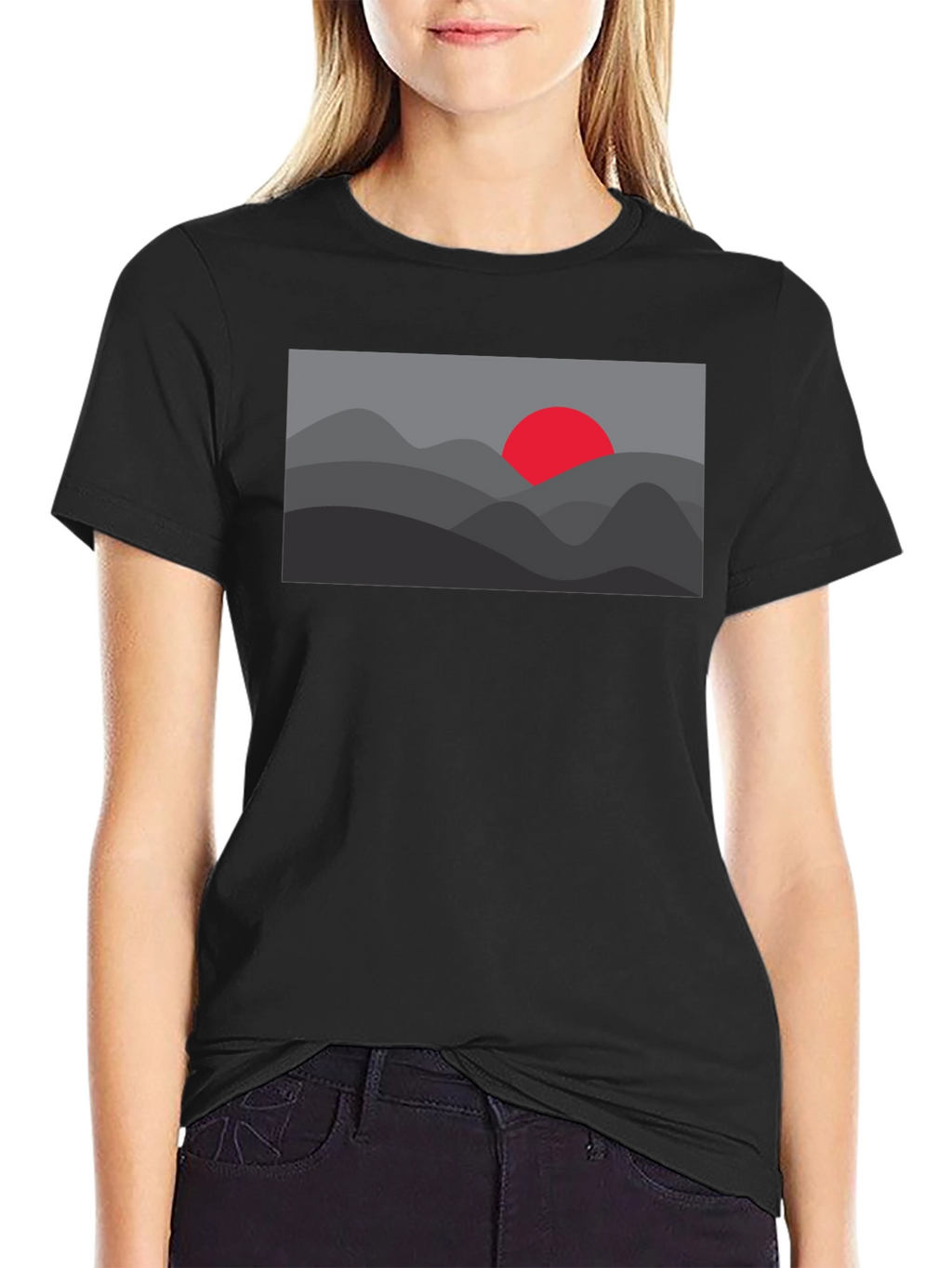 Sunset Mountain Graphic Tee - Black