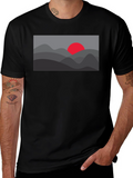 Sunset Mountain Graphic Tee - Black