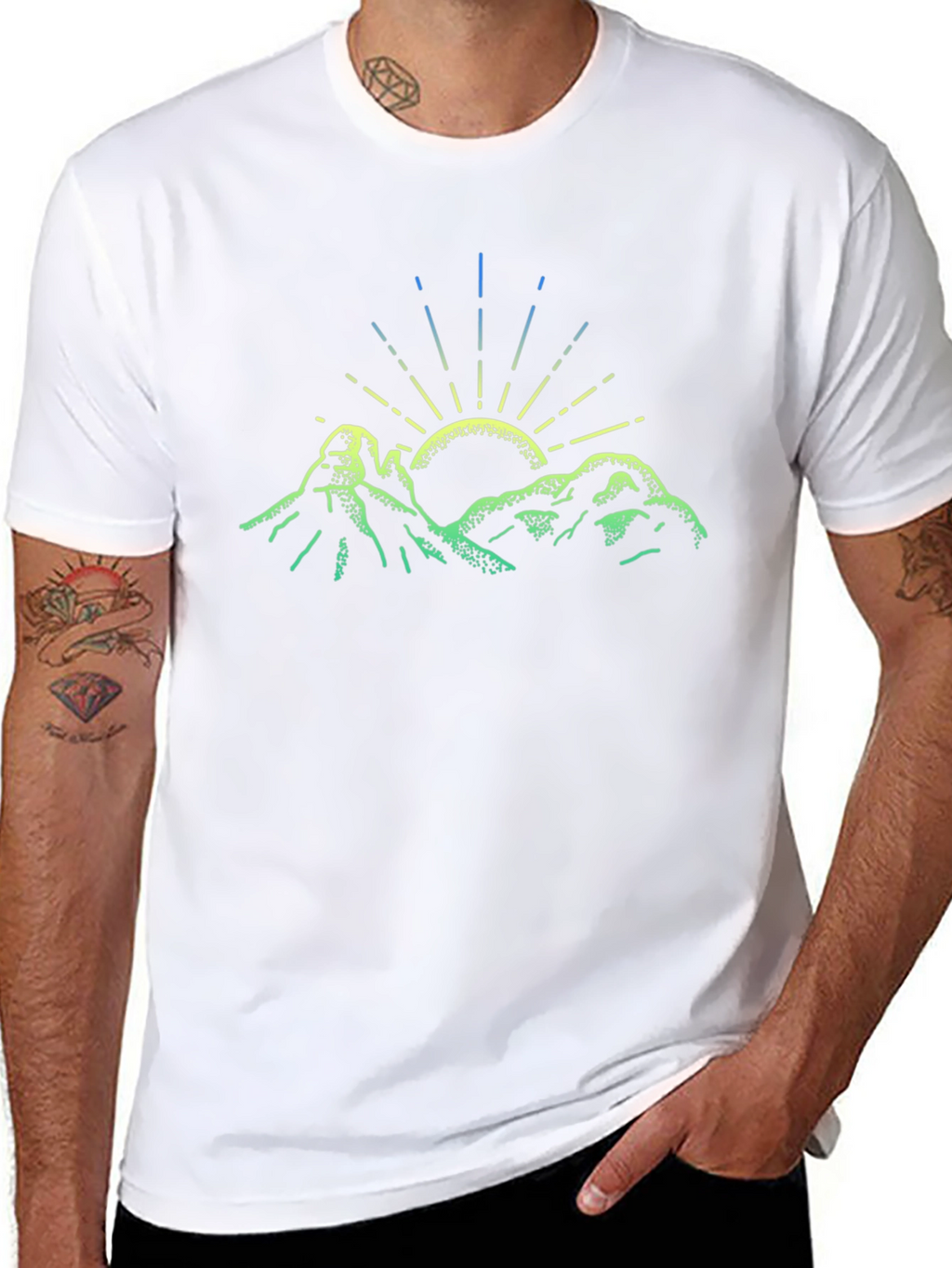 Mountain Sun Graphic Tee - Black Cotton T-Shirt