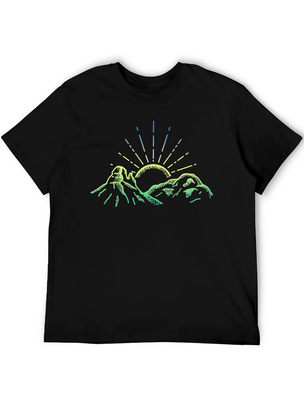 Mountain Sun Graphic Tee - Black Cotton T-Shirt