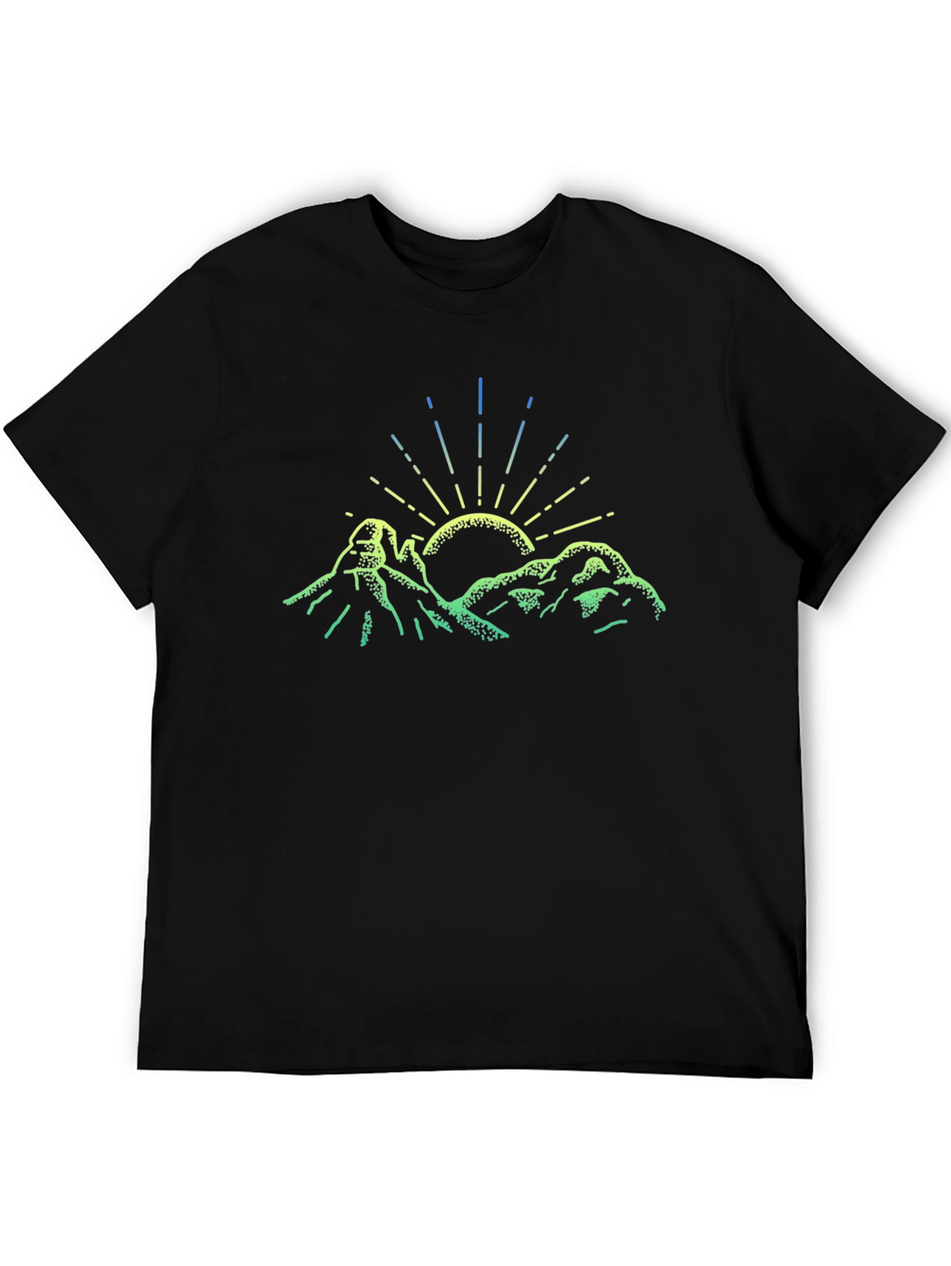 Mountain Sun Graphic Tee - Black Cotton T-Shirt