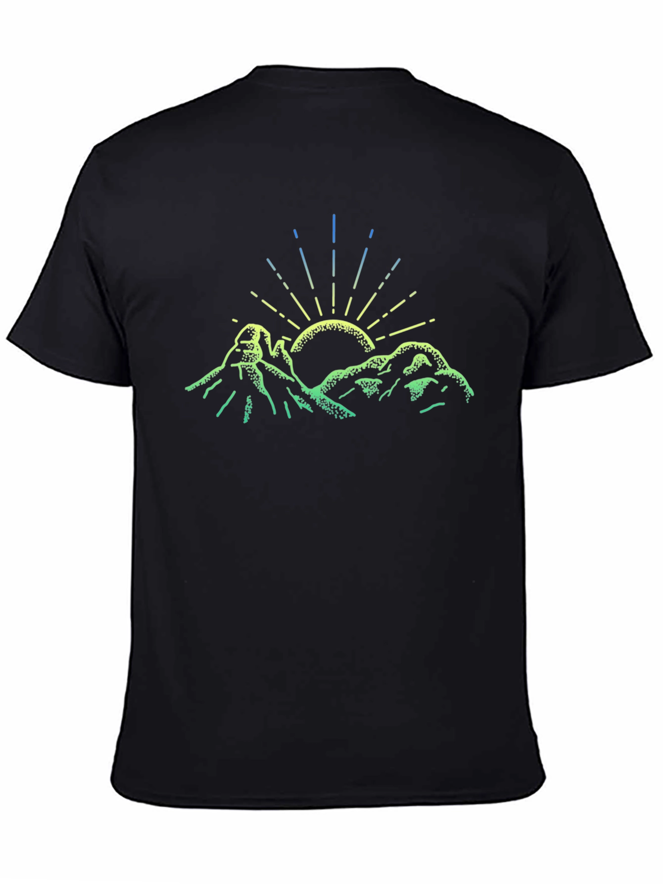 Mountain Sun Graphic Tee - Black Cotton T-Shirt