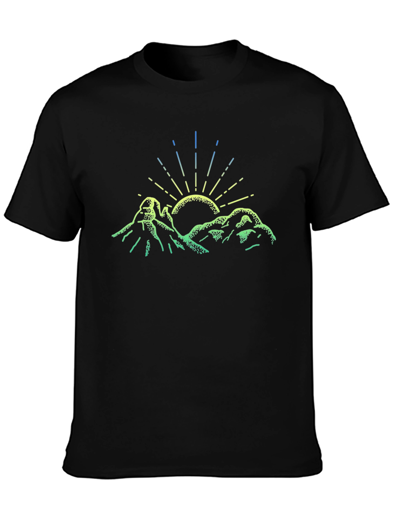 Mountain Sun Graphic Tee - Black Cotton T-Shirt