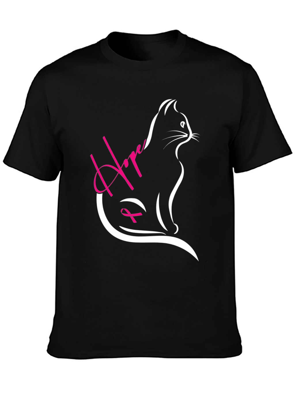 Hope Cat T-Shirt - Breast Cancer Awareness Tee