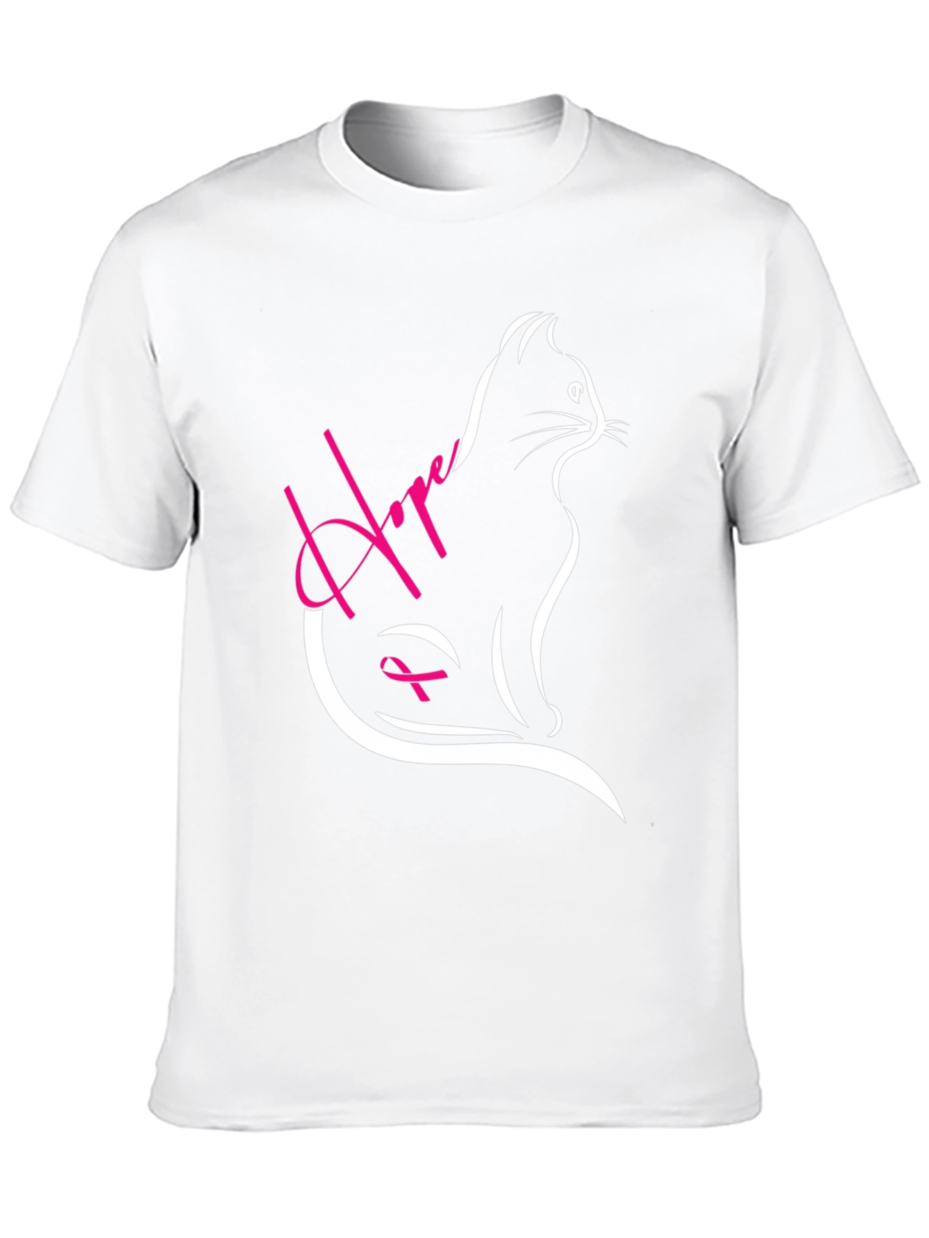 Hope Cat T-Shirt - Breast Cancer Awareness Tee
